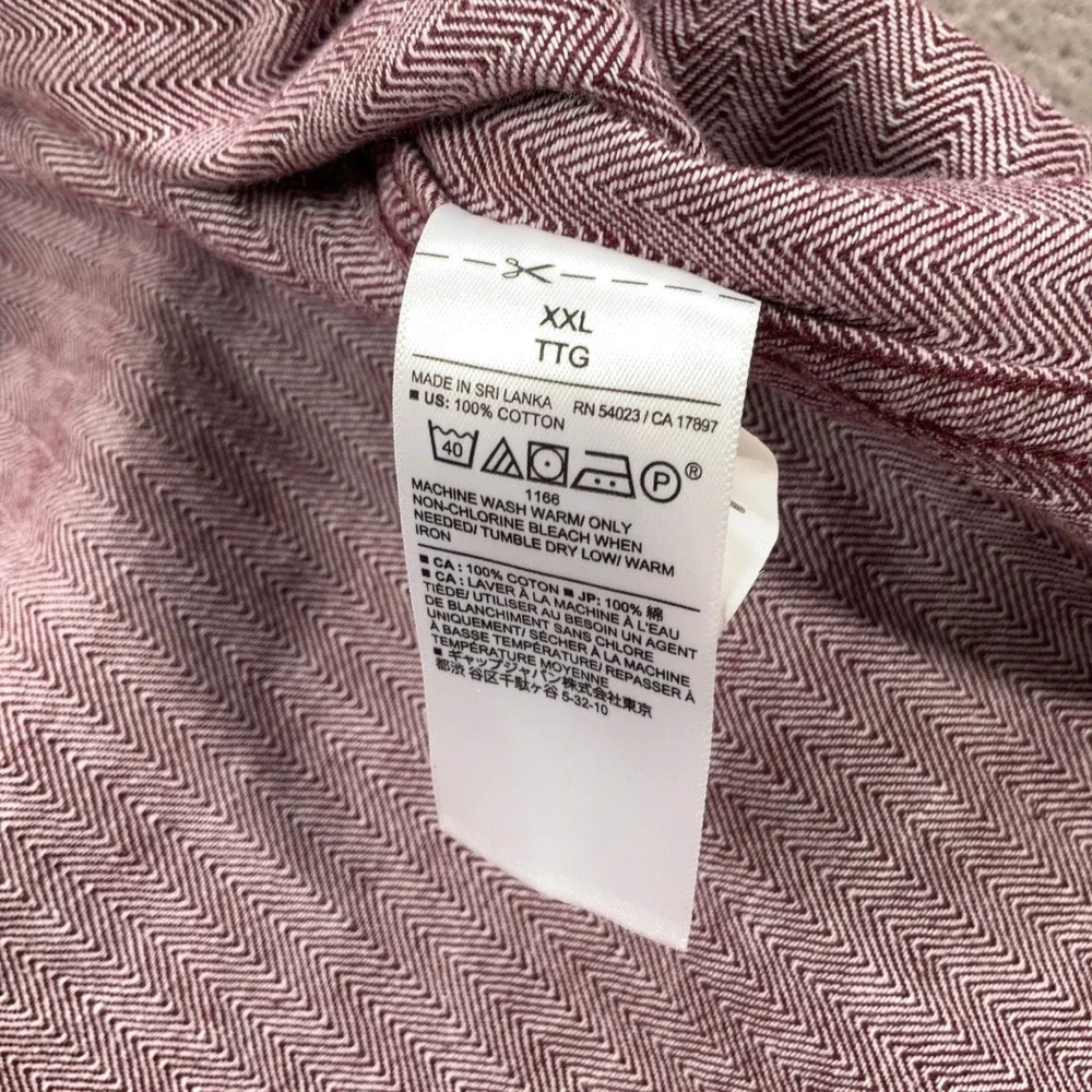 Banana Republic Shacket Men XXL‎ Burgundy Herringbone Standard Fit Shirt Cotton